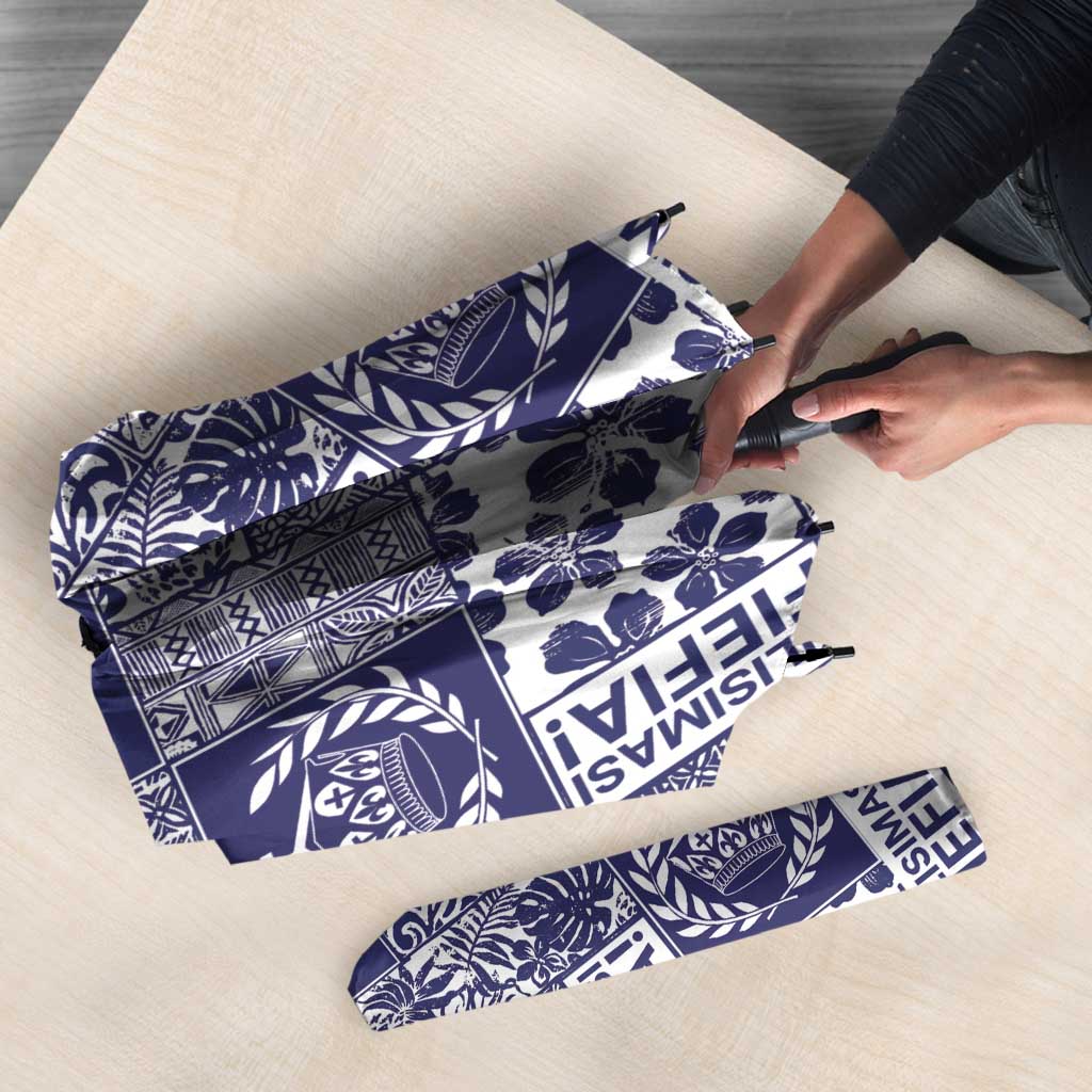 Blue Tonga Kilisimasi Fiefia Umbrella Pacific Patchwork Xmas Vibes - Polynesian Pride