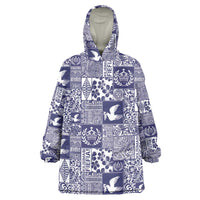 Blue Tonga Kilisimasi Fiefia Wearable Blanket Hoodie Pacific Patchwork Xmas Vibes - Polynesian Pride