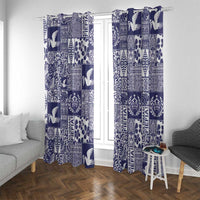 Blue Tonga Kilisimasi Fiefia Window Curtain Pacific Patchwork Xmas Vibes - Polynesian Pride