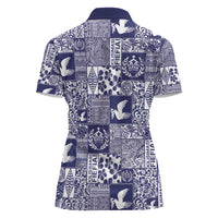 Blue Tonga Kilisimasi Fiefia Women Polo Shirt Pacific Patchwork Xmas Vibes - Polynesian Pride