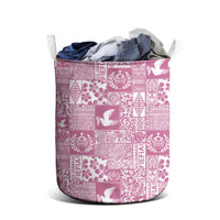 Pink Tonga Kilisimasi Fiefia Laundry Basket Pacific Patchwork Xmas Vibes - Polynesian Pride