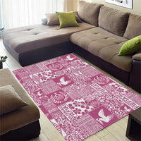 Pink Tonga Kilisimasi Fiefia Area Rug Pacific Patchwork Xmas Vibes - Polynesian Pride