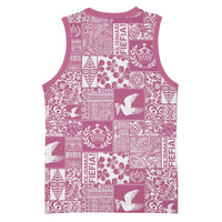 Pink Tonga Kilisimasi Fiefia Basketball Jersey Pacific Patchwork Xmas Vibes - Polynesian Pride