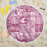 Pink Tonga Kilisimasi Fiefia Beach Blanket Pacific Patchwork Xmas Vibes - Polynesian Pride