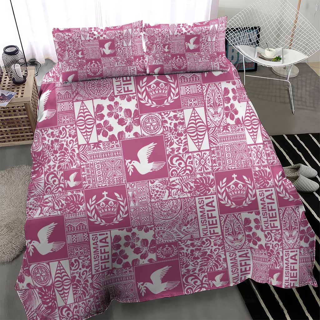 Pink Tonga Kilisimasi Fiefia Bedding Set Pacific Patchwork Xmas Vibes - Polynesian Pride