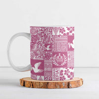 Pink Tonga Kilisimasi Fiefia Ceramic Mug Pacific Patchwork Xmas Vibes - Polynesian Pride