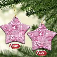 Pink Tonga Kilisimasi Fiefia Ceramic Ornament Pacific Patchwork Xmas Vibes - Polynesian Pride