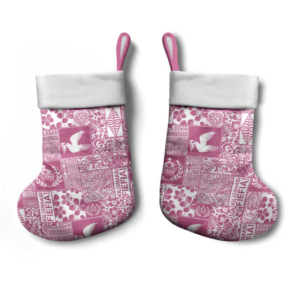 Pink Tonga Kilisimasi Fiefia Christmas Stocking Pacific Patchwork Xmas Vibes - Polynesian Pride