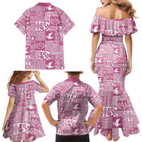 Pink Tonga Kilisimasi Fiefia Family Matching Mermaid Dress and Hawaiian Shirt Pacific Patchwork Xmas Vibes - Polynesian Pride