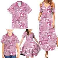 Pink Tonga Kilisimasi Fiefia Family Matching Summer Maxi Dress and Hawaiian Shirt Pacific Patchwork Xmas Vibes - Polynesian Pride