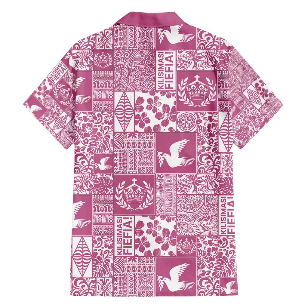 Pink Tonga Kilisimasi Fiefia Family Matching Summer Maxi Dress and Hawaiian Shirt Pacific Patchwork Xmas Vibes - Polynesian Pride