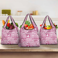 Pink Tonga Kilisimasi Fiefia Grocery Bag Pacific Patchwork Xmas Vibes - Polynesian Pride