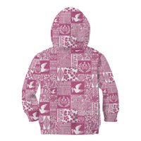 Pink Tonga Kilisimasi Fiefia Kid Hoodie Pacific Patchwork Xmas Vibes - Polynesian Pride