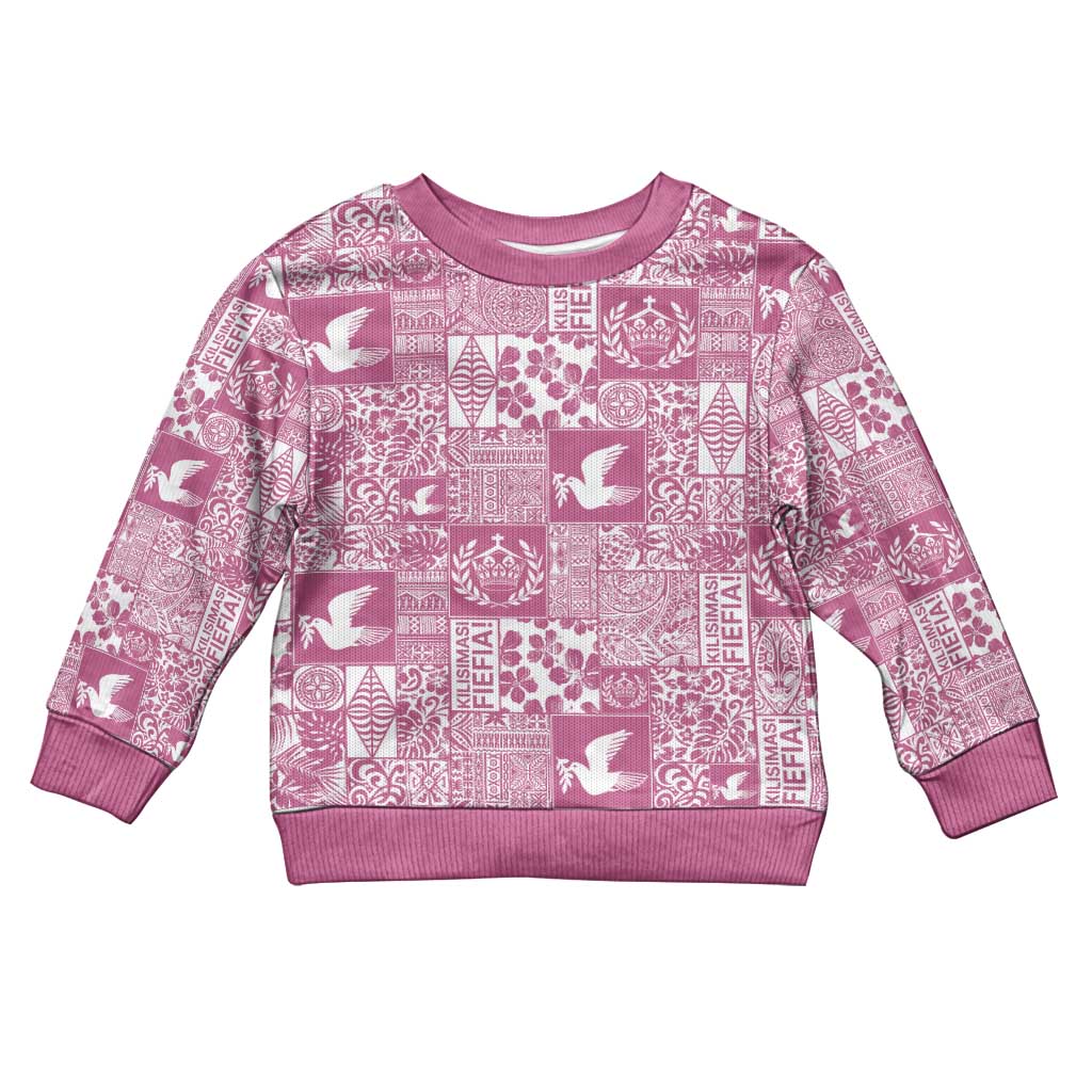 Pink Tonga Kilisimasi Fiefia Kid Ugly Christmas Sweater Pacific Patchwork Xmas Vibes - Polynesian Pride