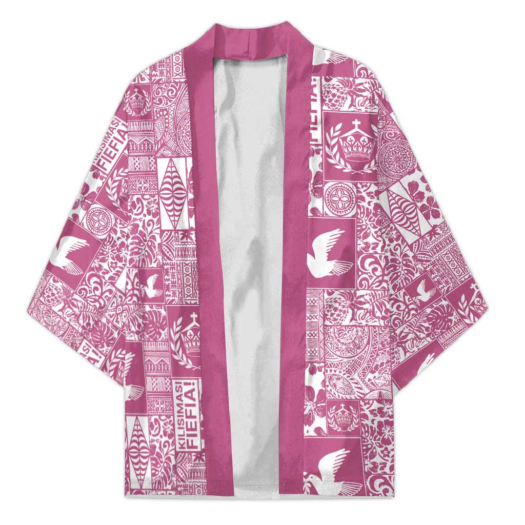 Pink Tonga Kilisimasi Fiefia Kimono Pacific Patchwork Xmas Vibes - Polynesian Pride