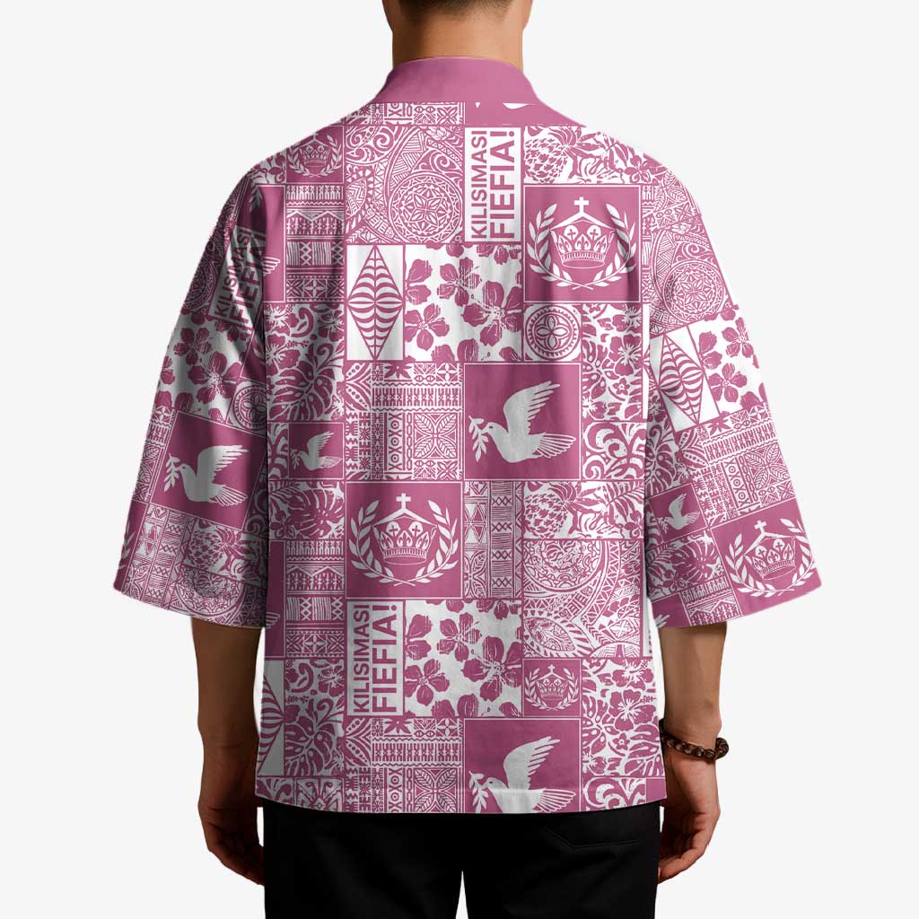 Pink Tonga Kilisimasi Fiefia Kimono Pacific Patchwork Xmas Vibes - Polynesian Pride