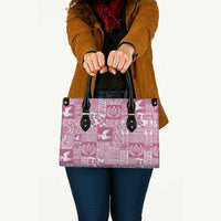 Pink Tonga Kilisimasi Fiefia Leather Bag Pacific Patchwork Xmas Vibes LT9 - Polynesian Pride