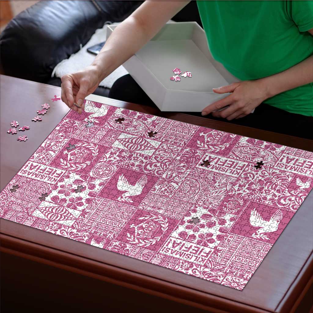 Pink Tonga Kilisimasi Fiefia Puzzle Pacific Patchwork Xmas Vibes - Polynesian Pride