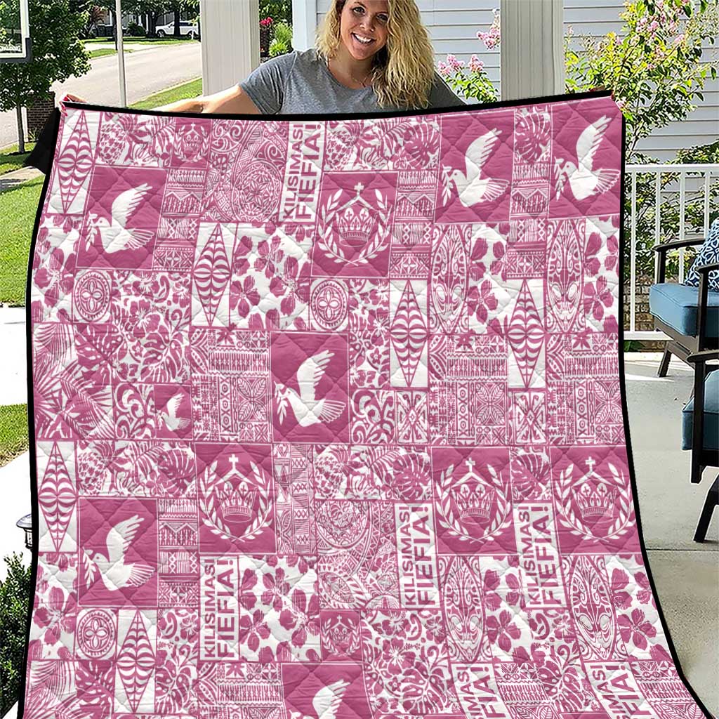 Pink Tonga Kilisimasi Fiefia Quilt Pacific Patchwork Xmas Vibes - Polynesian Pride