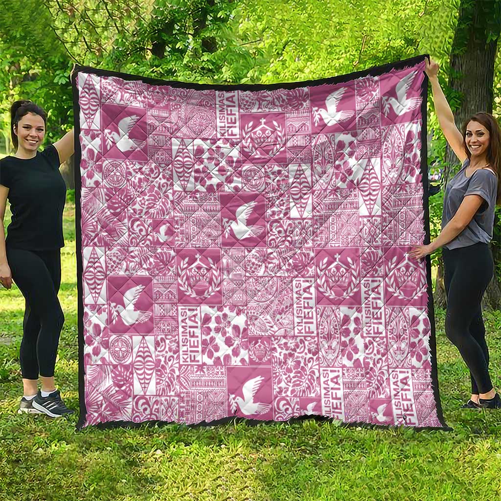 Pink Tonga Kilisimasi Fiefia Quilt Pacific Patchwork Xmas Vibes - Polynesian Pride