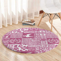 Pink Tonga Kilisimasi Fiefia Round Carpet Pacific Patchwork Xmas Vibes - Polynesian Pride