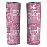 Pink Tonga Kilisimasi Fiefia Skinny Tumbler Pacific Patchwork Xmas Vibes - Polynesian Pride