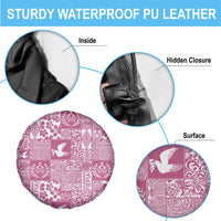 Pink Tonga Kilisimasi Fiefia Spare Tire Cover Pacific Patchwork Xmas Vibes - Polynesian Pride