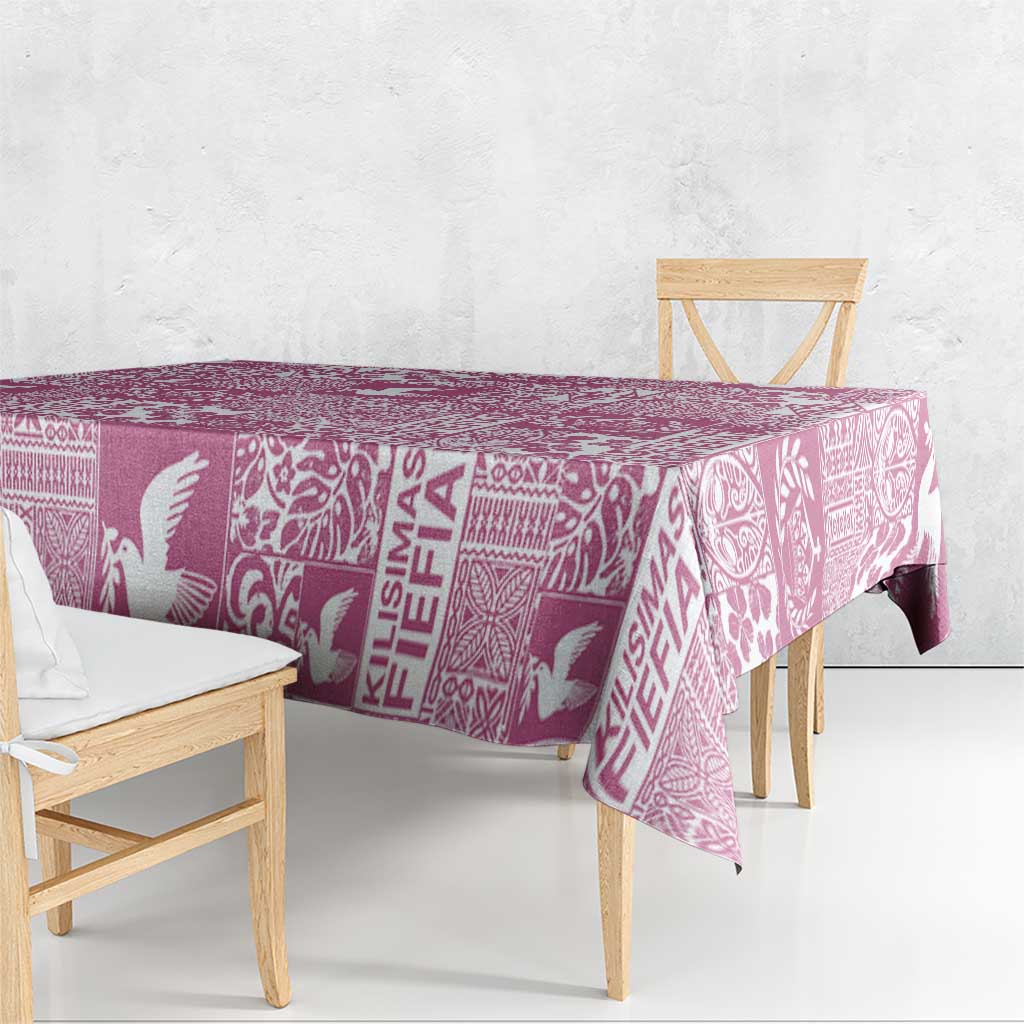 Pink Tonga Kilisimasi Fiefia Tablecloth Pacific Patchwork Xmas Vibes - Polynesian Pride