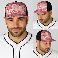 Red Tonga Kilisimasi Fiefia Baseball Net Cap Pacific Patchwork Xmas Vibes - Polynesian Pride