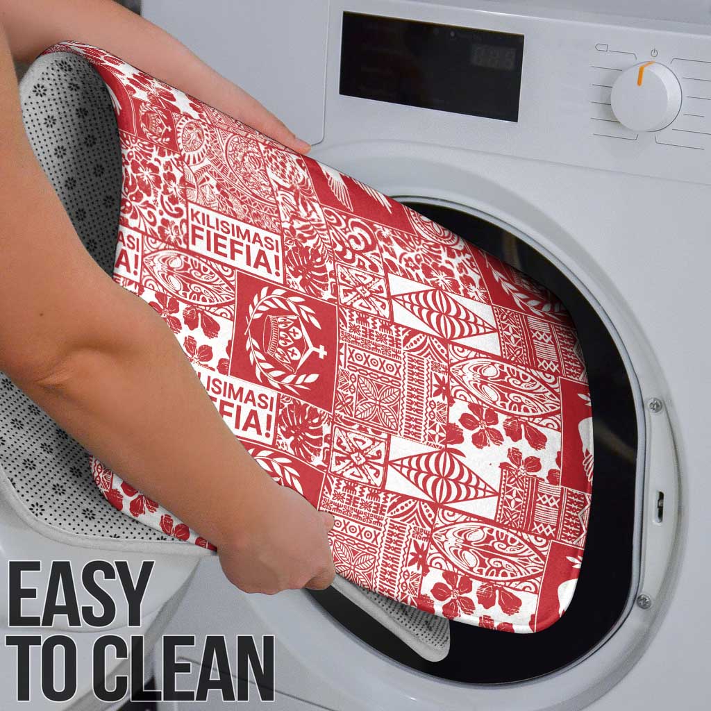 Red Tonga Kilisimasi Fiefia Bathroom Set Pacific Patchwork Xmas Vibes - Polynesian Pride