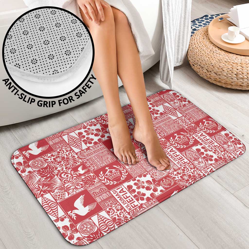 Red Tonga Kilisimasi Fiefia Bathroom Set Pacific Patchwork Xmas Vibes - Polynesian Pride