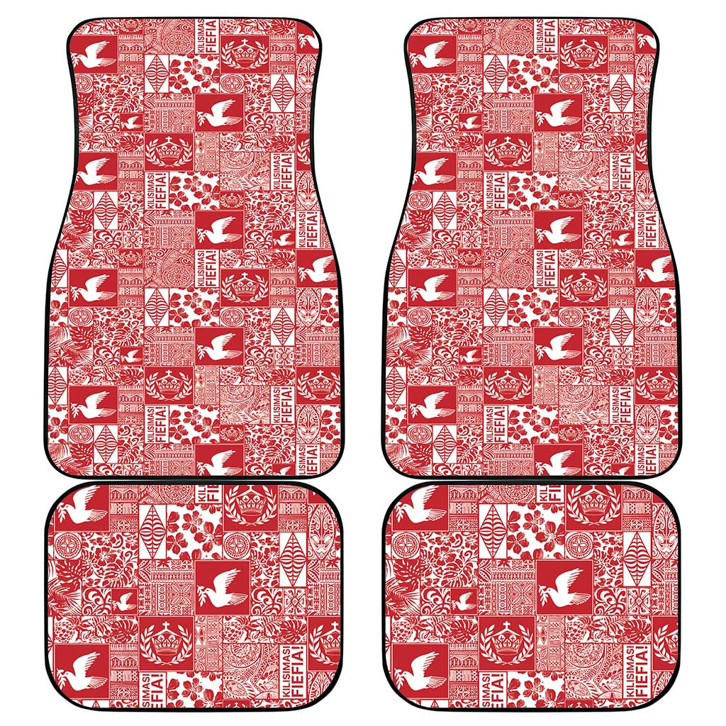 Red Tonga Kilisimasi Fiefia Car Mats Pacific Patchwork Xmas Vibes - Polynesian Pride