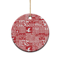 Red Tonga Kilisimasi Fiefia Ceramic Ornament Pacific Patchwork Xmas Vibes - Polynesian Pride