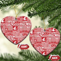 Red Tonga Kilisimasi Fiefia Ceramic Ornament Pacific Patchwork Xmas Vibes - Polynesian Pride