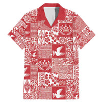 Red Tonga Kilisimasi Fiefia Family Matching Mermaid Dress and Hawaiian Shirt Pacific Patchwork Xmas Vibes - Polynesian Pride