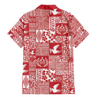 Red Tonga Kilisimasi Fiefia Family Matching Mermaid Dress and Hawaiian Shirt Pacific Patchwork Xmas Vibes - Polynesian Pride