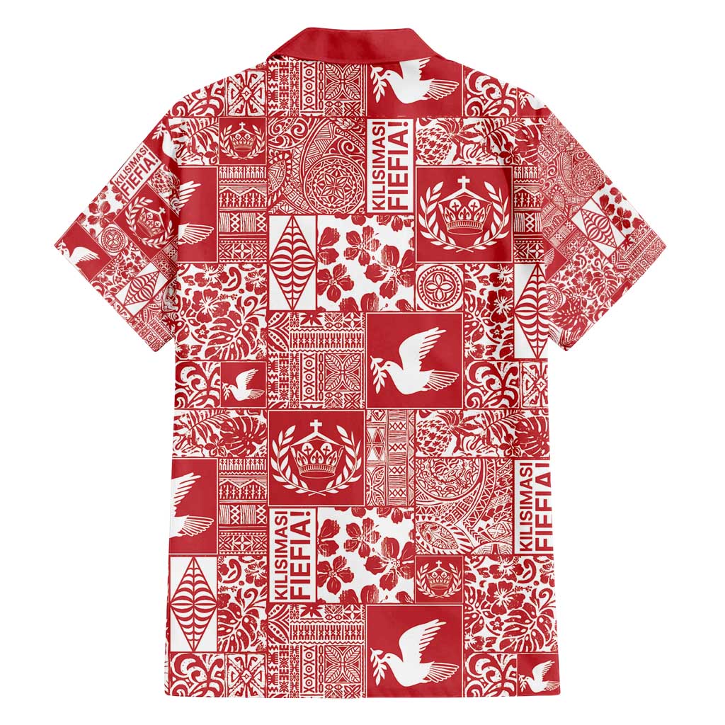 Red Tonga Kilisimasi Fiefia Family Matching Summer Maxi Dress and Hawaiian Shirt Pacific Patchwork Xmas Vibes - Polynesian Pride