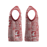 Red Tonga Kilisimasi Fiefia Christmas Knitted V-Neck Vest Pacific Patchwork Xmas Vibes - Polynesian Pride
