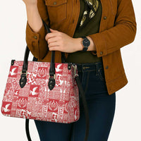 Red Tonga Kilisimasi Fiefia Leather Bag Pacific Patchwork Xmas Vibes - Polynesian Pride