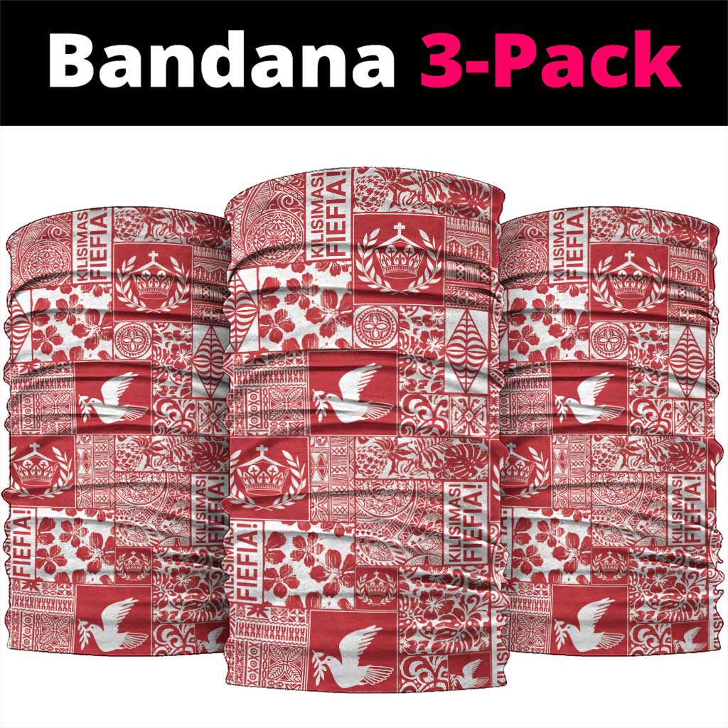 Red Tonga Kilisimasi Fiefia Neck Gaiter Pacific Patchwork Xmas Vibes - Polynesian Pride