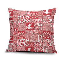 Red Tonga Kilisimasi Fiefia Pillow Cover Pacific Patchwork Xmas Vibes - Polynesian Pride