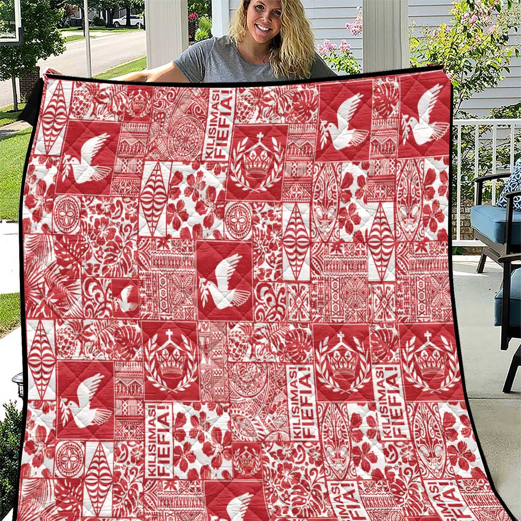 Red Tonga Kilisimasi Fiefia Quilt Pacific Patchwork Xmas Vibes - Polynesian Pride