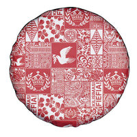 Red Tonga Kilisimasi Fiefia Spare Tire Cover Pacific Patchwork Xmas Vibes - Polynesian Pride