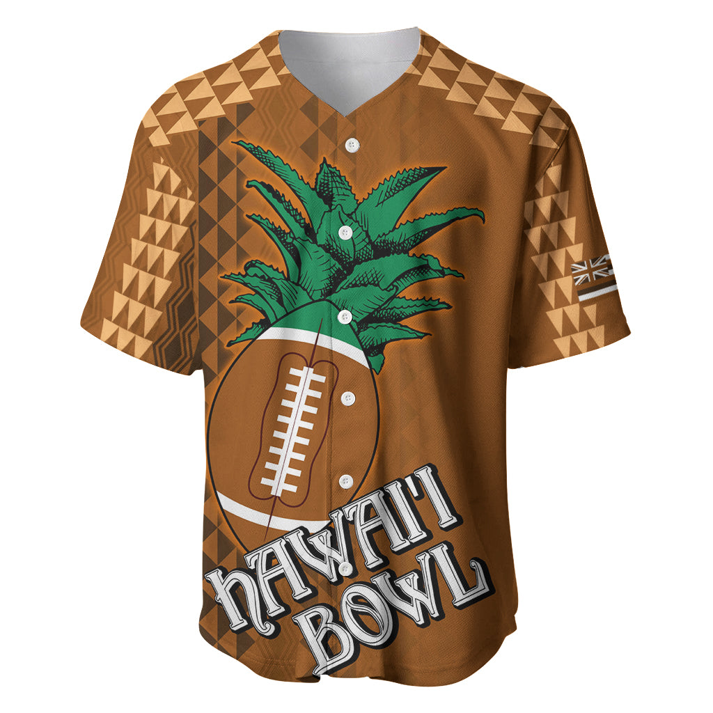 Custom Hawaii Honolulu Bowl Baseball Jersey With Kakau Tribal Pattern LT9 Brown - Polynesian Pride