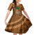 Custom Hawaii Honolulu Bowl Family Matching Puletasi Dress and Hawaiian Shirt With Kakau Tribal Pattern LT9 Daughter's Dress Brown - Polynesian Pride