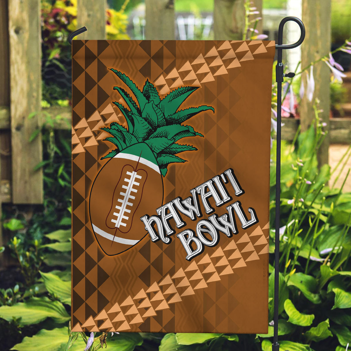 Custom Hawaii Honolulu Bowl Garden Flag With Kakau Tribal Pattern LT9 Garden Flag Brown - Polynesian Pride