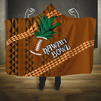 Custom Hawaii Honolulu Bowl Hooded Blanket With Kakau Tribal Pattern LT9 One Size Brown - Polynesian Pride
