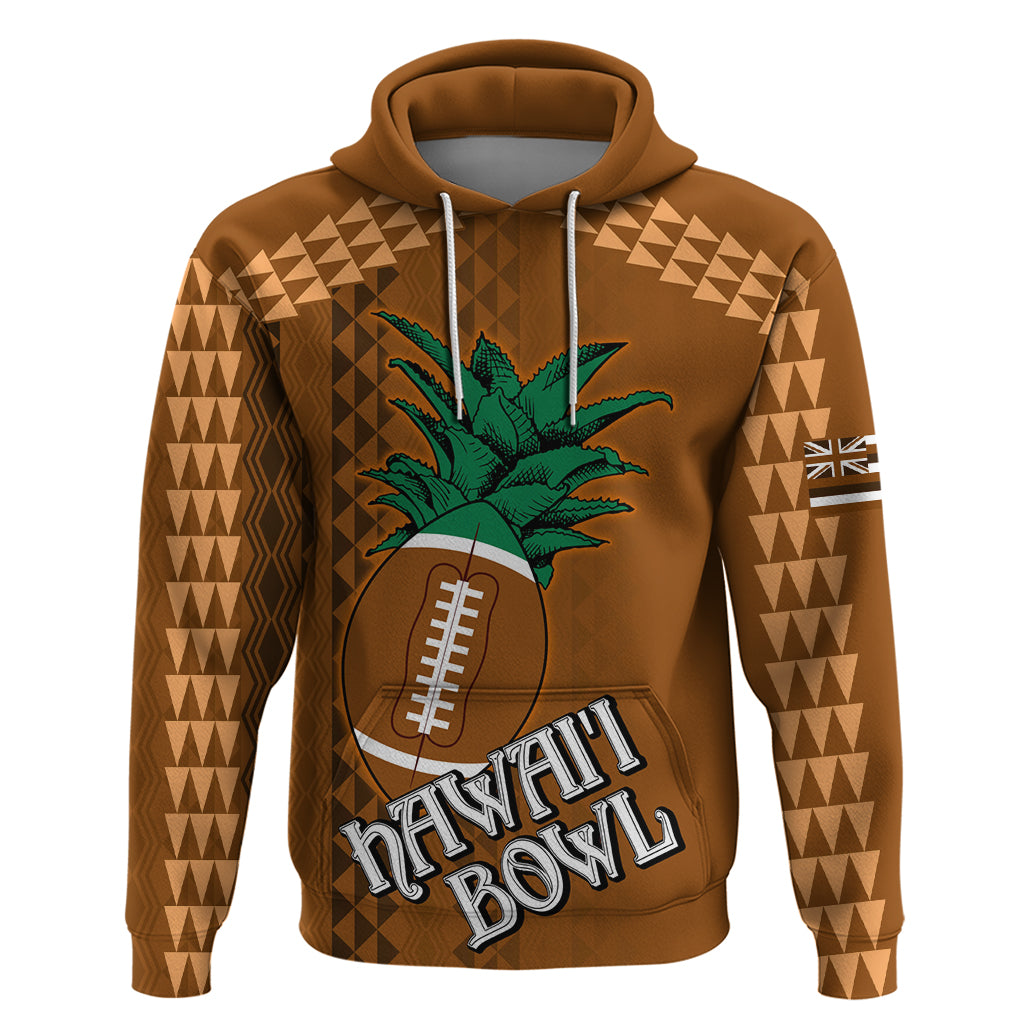 Custom Hawaii Honolulu Bowl Hoodie With Kakau Tribal Pattern LT9 Pullover Hoodie Brown - Polynesian Pride