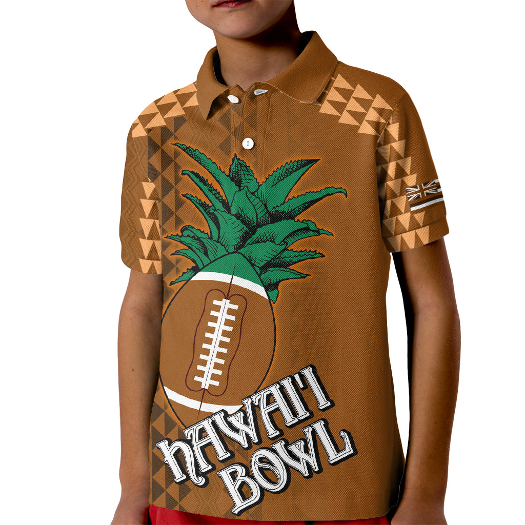 Custom Hawaii Honolulu Bowl Kid Polo Shirt With Kakau Tribal Pattern LT9 Kid Brown - Polynesian Pride