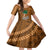 Custom Hawaii Honolulu Bowl Kid Short Sleeve Dress With Kakau Tribal Pattern LT9 KID Brown - Polynesian Pride